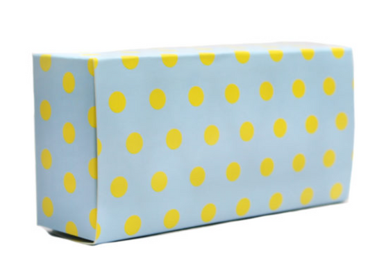 Gift Box: Sky blue with yellow polka dots