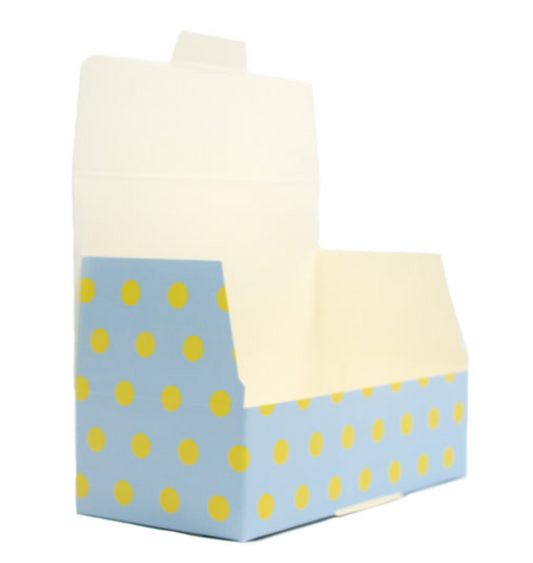 Gift Box: Sky blue with yellow polka dots